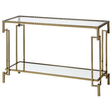 Furniture of America Anaheim Metal 1-Shelf Sofa Table in Gold Champagne
