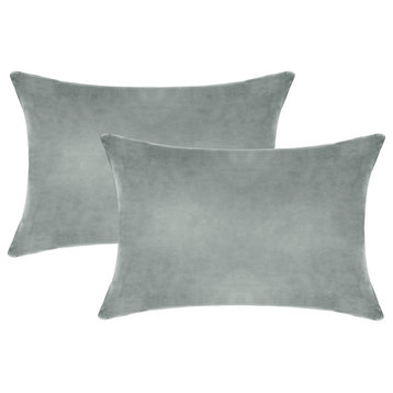 A1HC Soft Velvet Pillow Covers, YKK Zipper, Set of 2, Dove Grey, 12"x20"