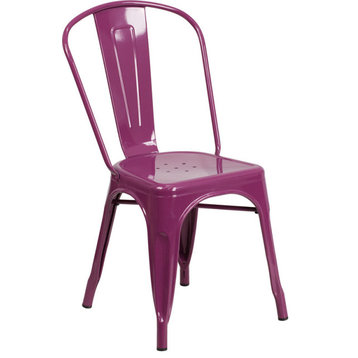 Purple Metal Indoor Outdoor Stackable Chair