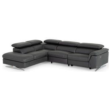Anaya Modern Dark Gray Eco-Leather Left Facing Sectional Sofa With Recliner
