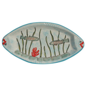 Italian Ceramic Fish Tray, Marina, Fratelli Italy Deruta, Italy