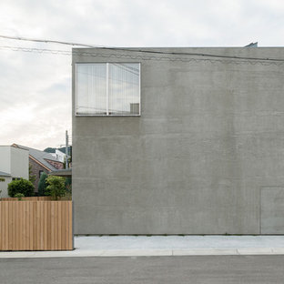大阪のインダストリアルスタイルのおしゃれな家の外観 (コンクリートサイディング、グレーの外壁) の写真