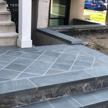 Diamond Pattern Thermal Blue Flagstone Landing and 2 Inch Thick Step Treads