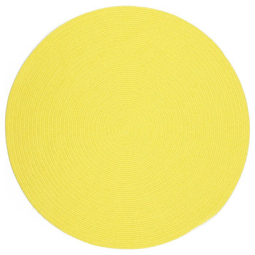 Lullaby Childrens Solid Braided Rug Solid Yellow 4' Round