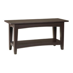 Alaterre Furniture - Shaker Cottage Bench, Shelf, Chocolate - Accent And Storage Benches