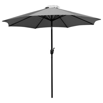 Gray 9 FT Round Umbrella with 1.5 Diameter Aluminum Pole with Crank and...