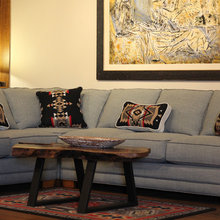 rustic modern pillows and coffee table