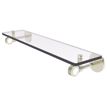 Clearview 22" Glass Shelf with Dotted Accents, Polished Nickel