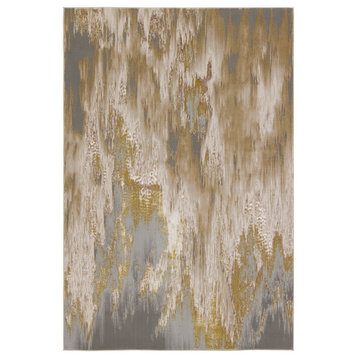 Ulysses Abstract Gold/ Gray Runner Rug 2'2"X8'