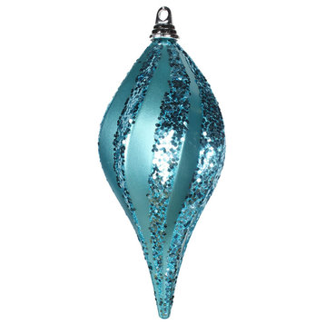 Vickerman M132612 12'' Turquoise Glitter Swirl Drop Christmas Ornament