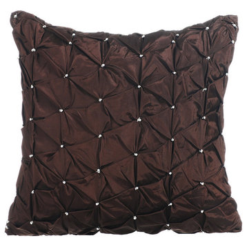 Textured Pintucks 18"x18" Taffeta Brown Throw Pillows Cover, Chocolate Texture