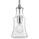 Progress Lighting - Litchfield Mini-Pendant - A casual, coastal-inspired collection. Litchfield features an hourglass-inspired column complemented by a crisp Chrome finish. Uses (1) 60-watt medium bulb (not included).