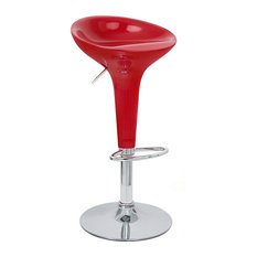Vandue Corporation - Alpha Contemporary Bombo-Style Adjustable Bar Stool, Cherry Red - Bar Stools and Counter Stools