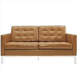 Modway - Loft Leather Loveseat in Tan - EEI-185-TAN - Loveseats
