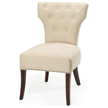 Mia 21"H Tufted Side Chair, Set of 2, Natural Cream