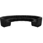 Meridian Furniture - Limitless Velvet Upholstered 12-Piece Modular Sectional, Black - Invest in your home's comfort with this Limitless 12 Piece Sectional. This modular unit offers tons of flexibility in the number of ways that you can put each piece in the Limitless collection together to get the ideal customized look. Upholstered in black velvet, this beautiful piece is soft and cool to the touch, so you can feel comfortable from every angle. Button and channel tufting add to this unit's upscale look and contemporary charm.