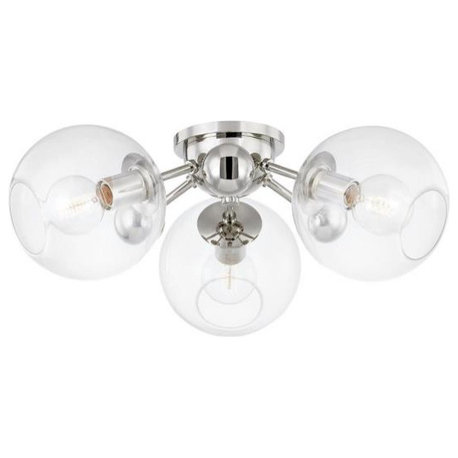 Hudson Valley Lighting 8025-PN Abbott, 3 Light Semi-Flush Mount, Chrome