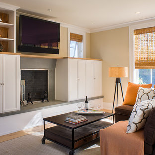 Example of a cottage home theater design in Providence