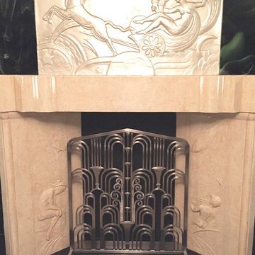 ART-DECO Fireplace Grill-Polished Stainless