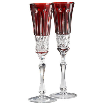 Elizabeth Champagne Glasses Set Of 2 Red Crystal