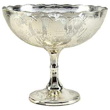 Serene Spaces Living Alexandria Silver Glass Urn Vase, Small
