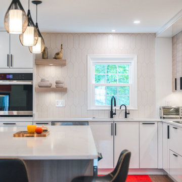 Glossy White & Natural Wood Kitchen Transformation