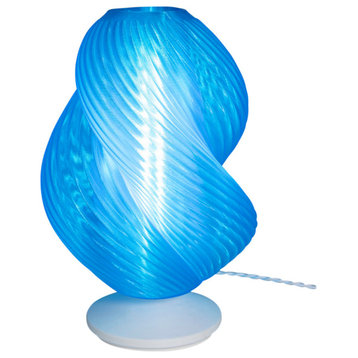 13.5" Mid-Century Coastal Plant-Based PLA 3D Printed Dimmable LED Table Lamp, Blue