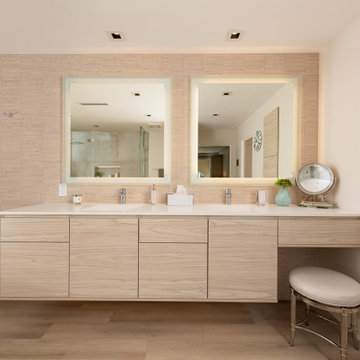 Double Vanity with Lighted Mirrors