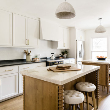 Elegantly Subtle Herringbone Stone Backsplash Mosaic