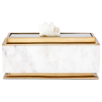 Anita Decorative Box, White and Gold