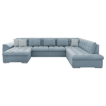 FRANCESCO Sectional Sleeper Sofa, Blue, Left Facing