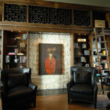 wine storage with rolling ladder
