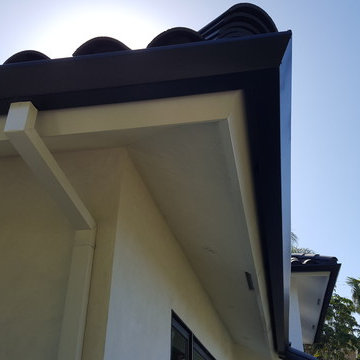 Huntington Beach California, White Fascia Wrap, Black 6 inch Angle Face Gutters