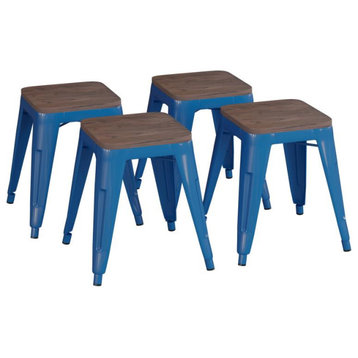 Flash Furniture Kai 4Pk Royal Blue Stool-Wood Seat Et-Bt3503-18-Bl-Wd-Gg
