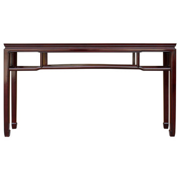 Chinese Huali Rosewood Dark Brown Straight Apron Side Altar Table Hws472