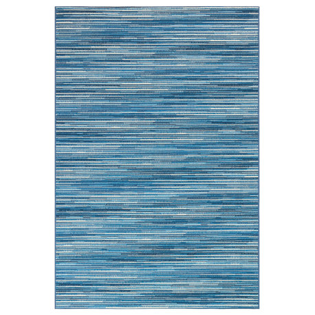 Marina Stripes Indoor/Outdoor Rug, China Blue, 3'3"x4'11"