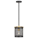 Forte - Forte 7119-01-62 Takoma, 1 Light Industrial Mini Pendant - The Takoma pendant with it's black mesh frame andTakoma 1 Light Indus Black/Soft Gold Meta *UL Approved: YES Energy Star Qualified: n/a ADA Certified: n/a  *Number of Lights: 1-*Wattage:75w Medium Base bulb(s) *Bulb Included:No *Bulb Type:Medium Base *Finish Type:Black/Soft Gold