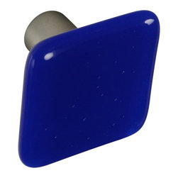 CKP - Art Glass Knob, Deep Cobalt Blue, Dull Brushed Nickel Base - Cabinet And Drawer Knobs