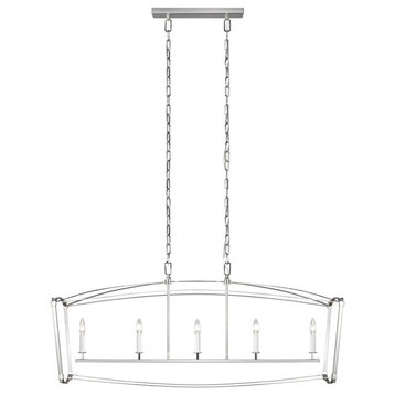Feiss Thayer 5-Light Linear Chandelier F3326/5PN, Polished Nickel