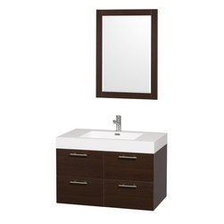 36" Wall-Mounted Espresso Bathroom Vanity Set - Bathroom Vanities And Sink Consoles