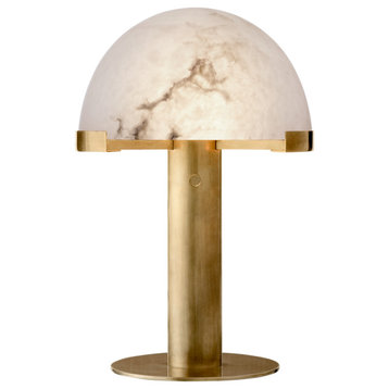 Melange Desk Lamp in Antique-Burnished Brass with Alabaster Shade