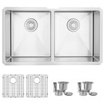 Stylish - STYLISH 32"L x 18"W Stainless Steel Double Basin Undermount Kitchen Sink - S-301G Double Bowl Stainless Steel Kitchen Sink