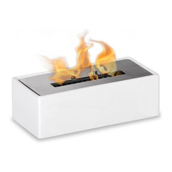 Ignis Mia White 12" x 6" Tabletop Ceramic Ventless Ethanol Fireplace - Tabletop Fireplaces