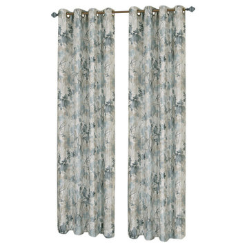Tranquil, Lined Grommet Window Curtain Panel, 50"x63", Mist