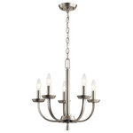 Kichler - Kennewick 5-Light Traditional Chandelier in Brushed Nickel - The Kennewickâ„¢ 5 Light Chandelier updates the candalabra with a modern Brushed Nickel finish. Its beauty comes from its simplicity, making it ideal for the updated traditional home.  This light requires 5 , 60.0 W Watt Bulbs (Not Included) UL Certified.
