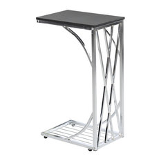 Sofa Tables That Slide Under Side And End Houzz Etna C Shaped Side Sofa End Table Snack Tv Tray For Small Es