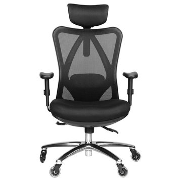 Office Chair, Breathable Mesh Back With Adjustable Lumbar Support, Black