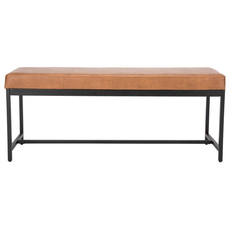 Chase Faux Leather Bench, Brown