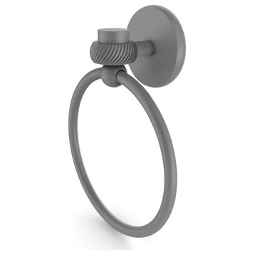 Satellite Orbit One Towel Ring With Twist Accent, Matte Gray