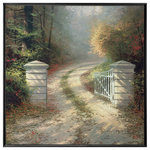 Thomas Kinkade - The Autumn Gate Framed Canvas Wall Murals, 36"x36" - A sophisticated presentation of some of Thomas Kinkade's most iconic artworks, the Framed Canvas Wall Mural provides a stunning take on classic images. The large format gallery-wrapped canvas will be the focus of any room, floated within an onyx black frame which accents the art with refreshing simplicity. Defined by sleek lines and a silky finish, the frame lends a subtle touch of elegance to contemporary or traditional decor.